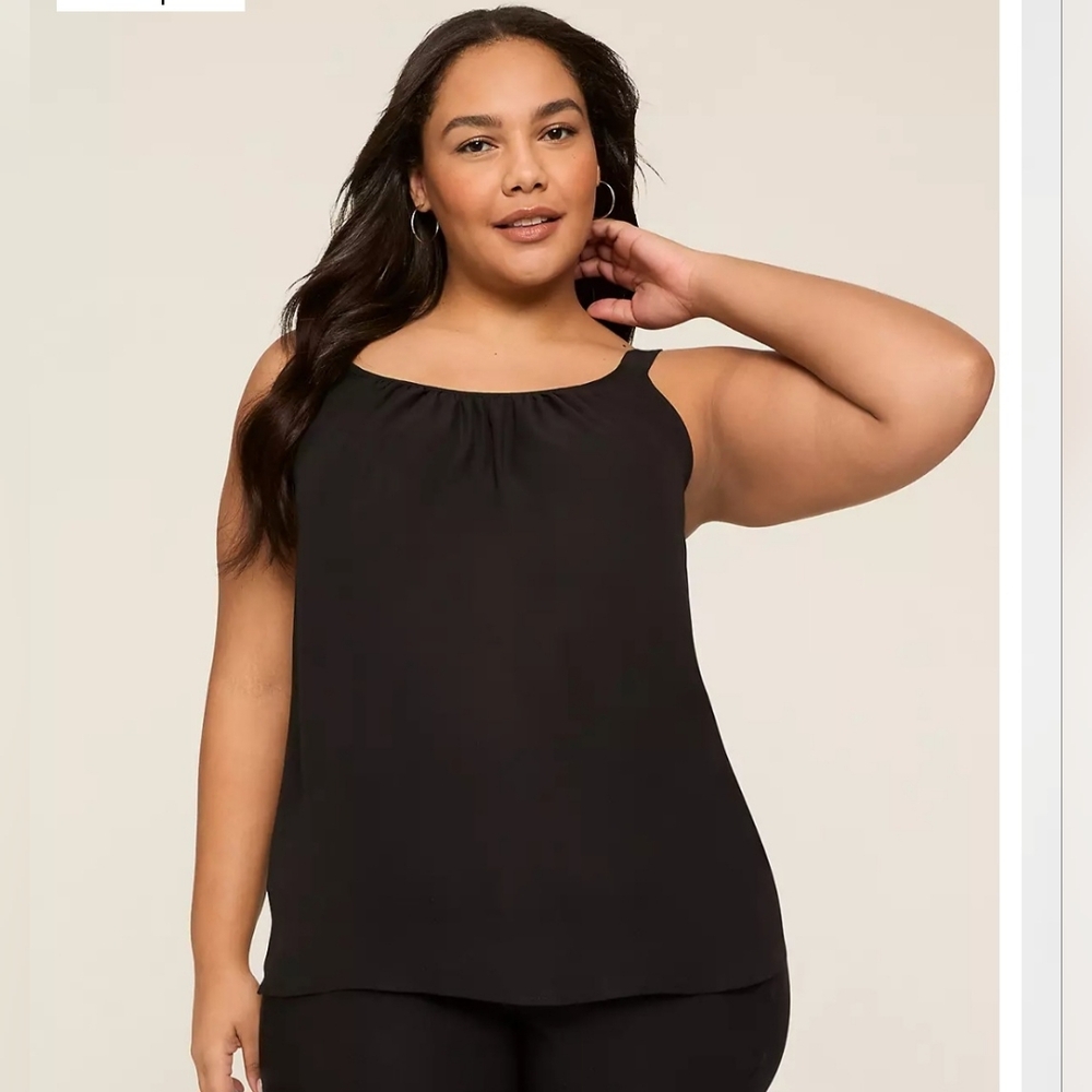 Lane Bryant Semi Sheer Black Tank Blouse